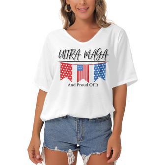 Ultra Maga And Proud Of It V15 Women's Bat Sleeves V-Neck Blouse | Favorety UK