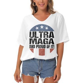 Ultra Maga And Proud Of It V19 Women's Bat Sleeves V-Neck Blouse | Favorety UK