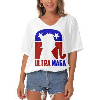 Ultra Maga And Proud Of It V2 Women's Bat Sleeves V-Neck Blouse | Favorety CA