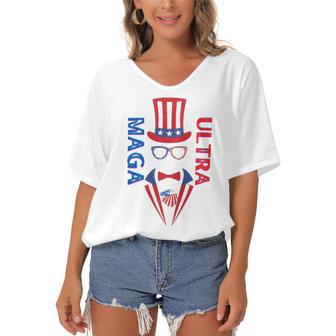 Ultra Maga And Proud Of It V20 Women's Bat Sleeves V-Neck Blouse | Favorety UK