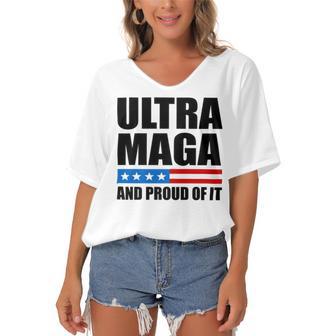 Ultra Maga And Proud Of It V22 Women's Bat Sleeves V-Neck Blouse | Favorety AU