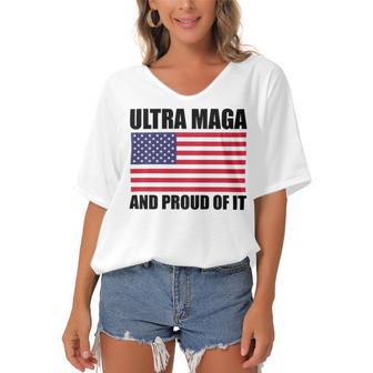 Ultra Maga And Proud Of It V23 Women's Bat Sleeves V-Neck Blouse | Favorety UK