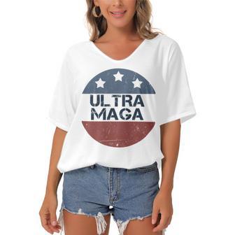 Ultra Maga And Proud Of It V24 Women's Bat Sleeves V-Neck Blouse | Favorety UK