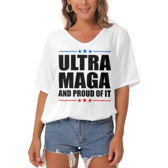 Ultra Maga And Proud Of It V25 Women's Bat Sleeves V-Neck Blouse | Favorety AU