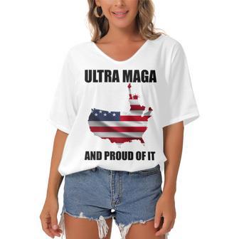 Ultra Maga And Proud Of It V3 Women's Bat Sleeves V-Neck Blouse | Favorety CA