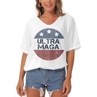 Ultra Maga And Proud Of It V4 Women's Bat Sleeves V-Neck Blouse | Favorety DE