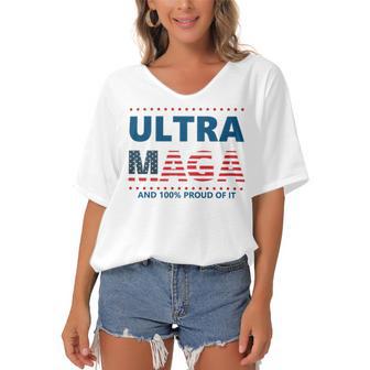 Ultra Maga And Proud Of It V5 Women's Bat Sleeves V-Neck Blouse | Favorety AU