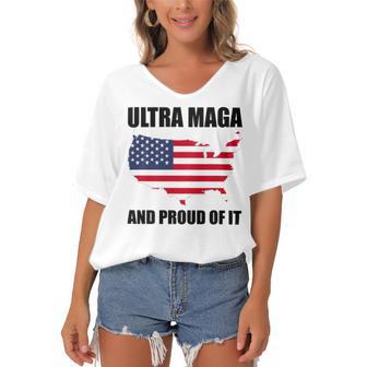 Ultra Maga And Proud Of It V6 Women's Bat Sleeves V-Neck Blouse | Favorety UK