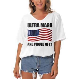 Ultra Maga And Proud Of It V7 Women's Bat Sleeves V-Neck Blouse | Favorety