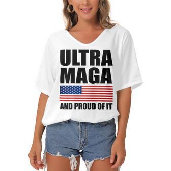 Ultra Maga And Proud Of It V9 Women's Bat Sleeves V-Neck Blouse | Favorety AU