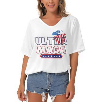 Ultra Maga V25 Women's Bat Sleeves V-Neck Blouse | Favorety