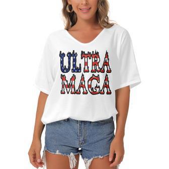 Ultra Maga V26 Women's Bat Sleeves V-Neck Blouse | Favorety