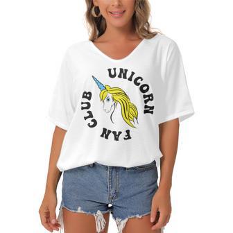 Unicorn Fan Club 17 Trending Shirt Women's Bat Sleeves V-Neck Blouse | Favorety UK