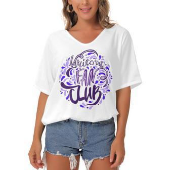 Unicorn Fan Club 18 Trending Shirt Women's Bat Sleeves V-Neck Blouse | Favorety UK