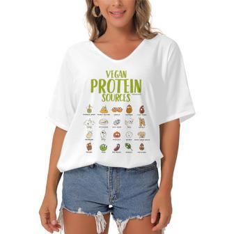 Vegan Protein For Vegans And Vegetarians Women's Bat Sleeves V-Neck Blouse | Mazezy