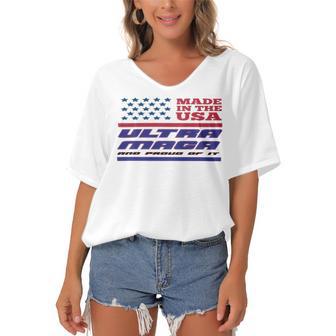 Vintageultra Maga And Proud Of It Made In Usa Women's Bat Sleeves V-Neck Blouse | Favorety UK