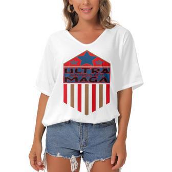 Vintageultra Maga And Proud Of It Women's Bat Sleeves V-Neck Blouse | Favorety AU