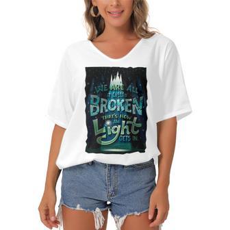 We Are All Broken 350 Trending Shirt Women's Bat Sleeves V-Neck Blouse | Favorety