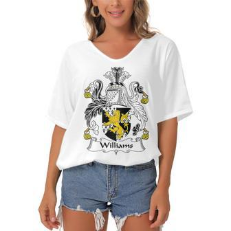 Williams Coat Of Arms Family Crest Shirt Women's Bat Sleeves V-Neck Blouse - Seseable