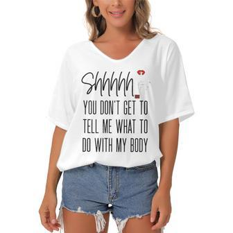Womens Reproductive Rights My Body Pro Choice Feminism Womens Women's Bat Sleeves V-Neck Blouse | Mazezy