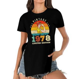 44Th Birthday 1978 Limited Edition Vintage 44 Years Old Women Women's Short Sleeves T-shirt With Hem Split | Mazezy