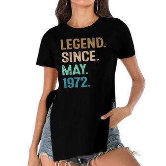 50 Years Old Gift Legend Since May 1972 50Th Birthday Vintage Women's Short Sleeves T-shirt With Hem Split | Mazezy