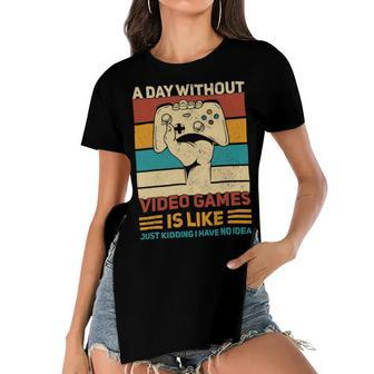 A Day Without Video Games Gamer Funny Gaming Apparel Vintage 10Xa40 Women's Short Sleeves T-shirt With Hem Split - Monsterry UK
