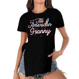 All American Granny 4Th Of July Family Matching Patriotic Women's Short Sleeves T-shirt With Hem Split - Seseable