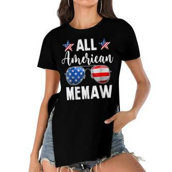 All American Memaw Matching Family Fourth 4Th Of July Women's Short Sleeves T-shirt With Hem Split - Seseable