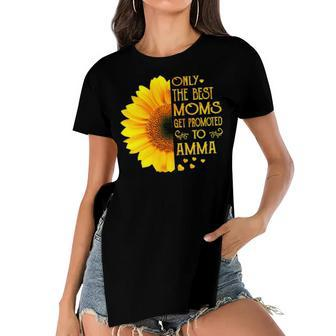 Amma Grandma Gift Only The Best Moms Get Promoted To Amma Women's Short Sleeves T-shirt With Hem Split - Seseable