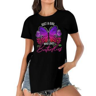 Animal Insect Butterfly Lover Girls Women Pretty Butterfly Women's Short Sleeves T-shirt With Hem Split | Mazezy