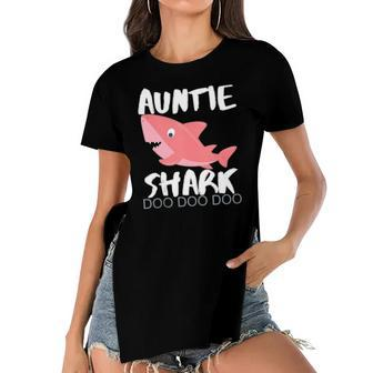 Auntie Shark Gift From Niece Nephew Women's Short Sleeves T-shirt With Hem Split | Mazezy