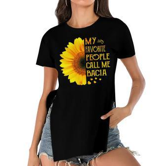 Bacia Grandma Gift My Favorite People Call Me Bacia Women's Short Sleeves T-shirt With Hem Split - Seseable