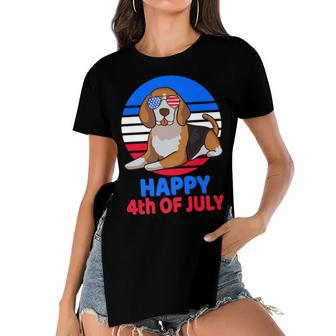 Beagle 4Th Of July For Beagle Lover Beagle Mom Dad July 4Th Women's Short Sleeves T-shirt With Hem Split - Seseable
