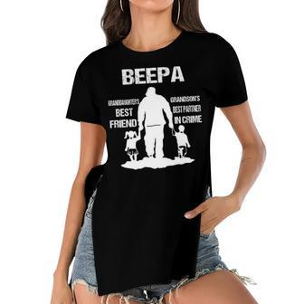 Beepa Grandpa Gift Beepa Best Friend Best Partner In Crime Women's Short Sleeves T-shirt With Hem Split - Seseable
