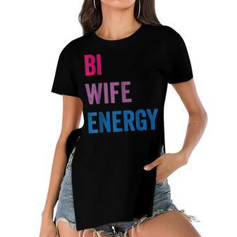 Bi Wife Energy Lgbtq Support Lgbt Lover Wife Lover Respect Women's Short Sleeves T-shirt With Hem Split | Mazezy