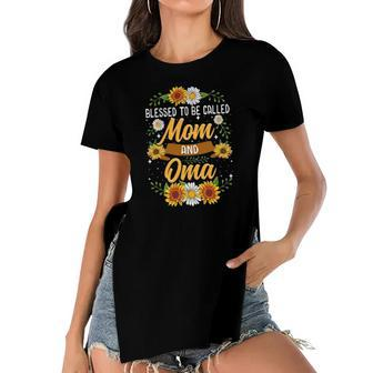 Blessed To Be Called Mom And Oma Cute Sunflower Women's Short Sleeves T-shirt With Hem Split | Mazezy