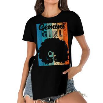 Born In May 21 To June 20 Birthday Gemini Girl Afro Hair Women's Short Sleeves T-shirt With Hem Split - Seseable
