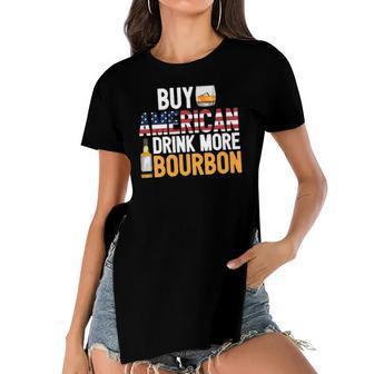 Buy American Drink More Bourbon Funny Whiskey Drinking Women's Short Sleeves T-shirt With Hem Split | Mazezy