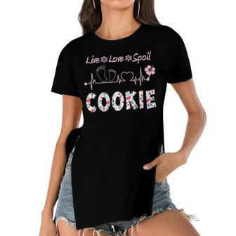 Cookie Grandma Gift Cookie Live Love Spoil Women's Short Sleeves T-shirt With Hem Split - Seseable