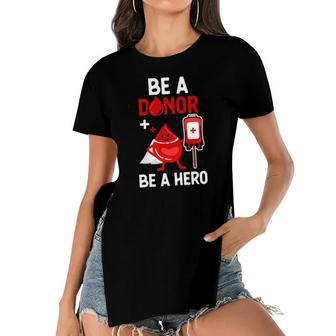 Cute Blood Donor Art For Men Women Phlebotomy Blood Donation Women's Short Sleeves T-shirt With Hem Split | Mazezy