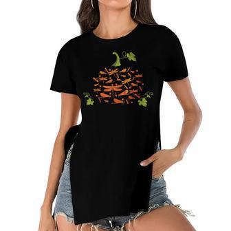 Cute Pumpkin Dragonfly Halloween Costume Gift Women's Short Sleeves T-shirt With Hem Split - Seseable