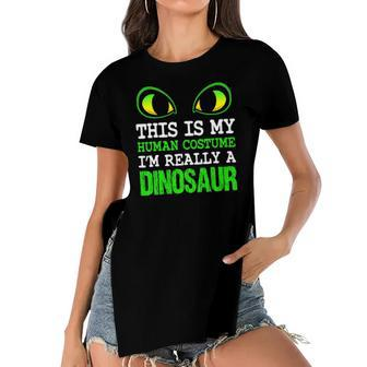 Dinosaur Halloween Costume Funny Cute Belly Men Women Kids Women's Short Sleeves T-shirt With Hem Split | Mazezy