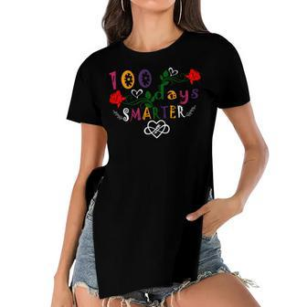 Funny 100 Days Smarter Shirt Happy 100Th Day Of School Gifts Women's Short Sleeves T-shirt With Hem Split - Monsterry