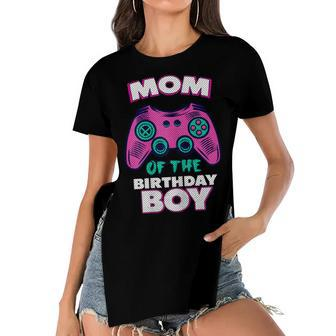 Gamer Mom Of The Birthday Boy Matching Gamer Women's Short Sleeves T-shirt With Hem Split - Seseable