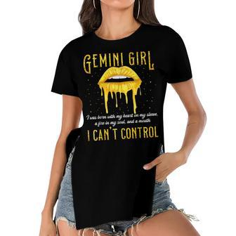 Gemini Girl Lips African Queen Zodiac Birthday Horoscope Women's Short Sleeves T-shirt With Hem Split - Seseable