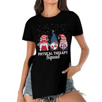 Gnomes Physical Therapy Squad 4Th Of July Independence Day Women's Short Sleeves T-shirt With Hem Split - Seseable