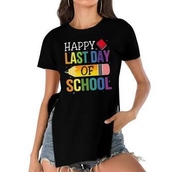 Happy Last Day Of School Teacher Kids Student Graduation Women's Short Sleeves T-shirt With Hem Split | Mazezy