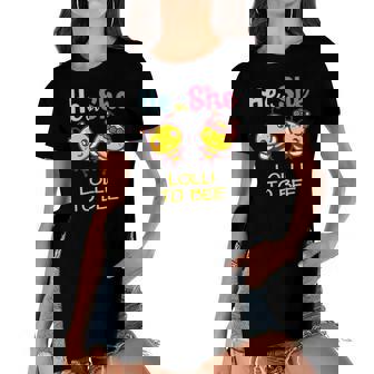 He Or She Lolli To Bee Gender Reveal Announcement Party Women's Short Sleeves T-shirt With Hem Split | Mazezy