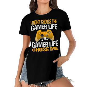 I Didnt Choose The Gamer Life The Camer Life Chose Me Gaming Funny Quote 24Ya95 Women's Short Sleeves T-shirt With Hem Split - Monsterry CA